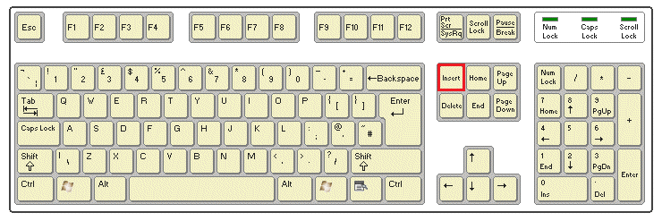 Кнопка Insert на клавиатуре